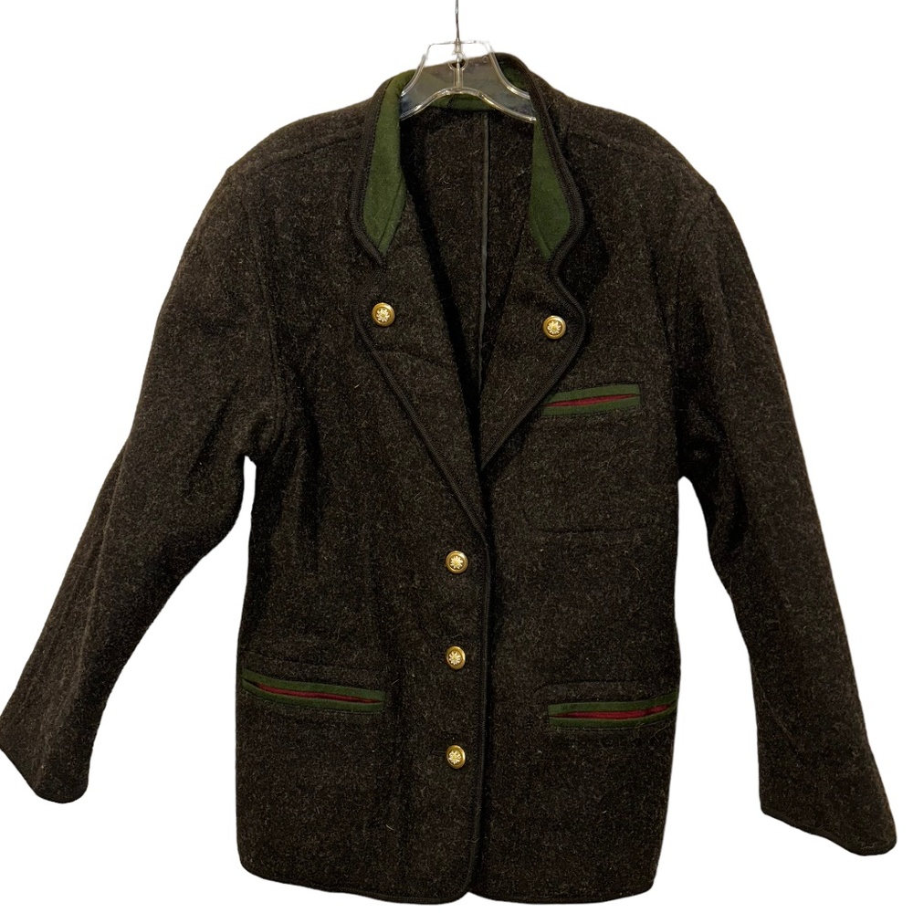 Schneiders GENUINE LODEN Salzburg Austria gray wool coat edelweiss buttons 8